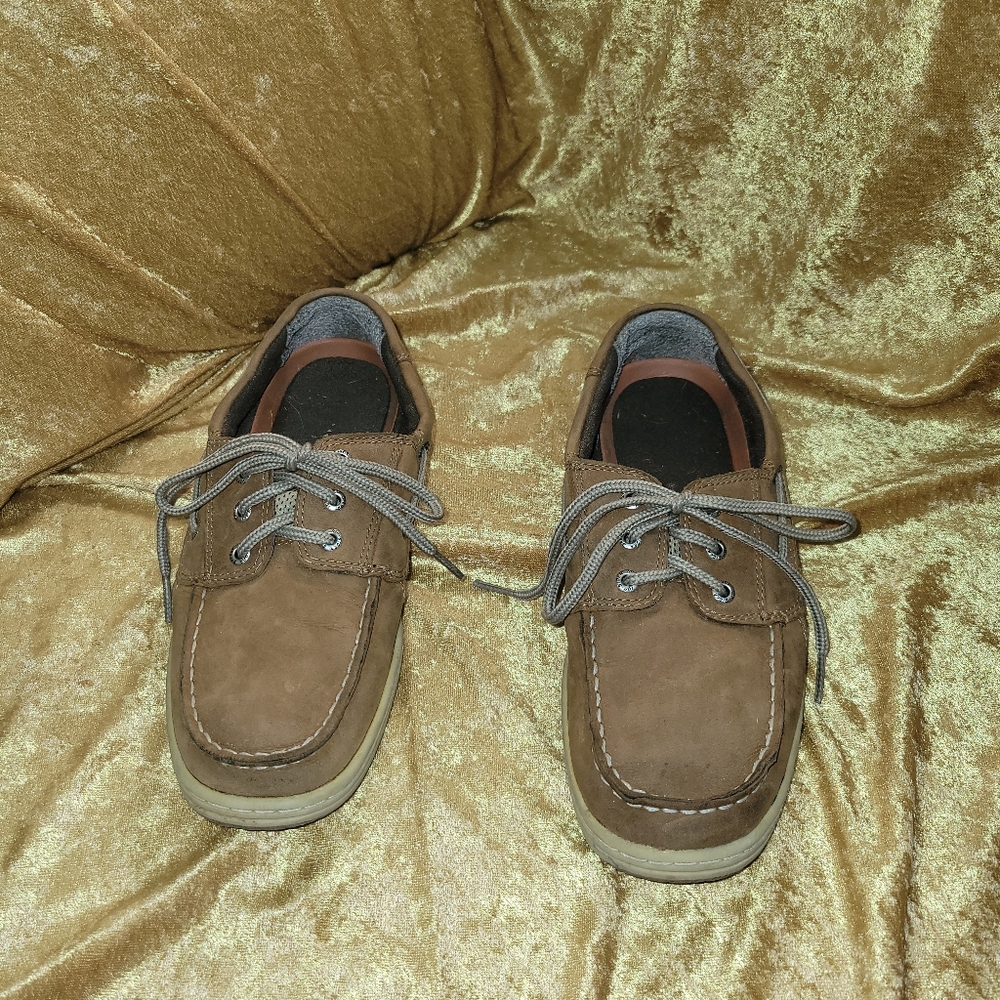 Sperry Boys Billfish 3-Eye Boat Shoes Dark Tan Leather Size 6